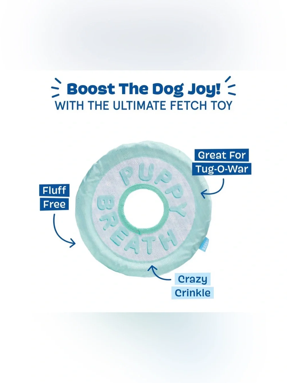 Bark Box maximum zoomies puppy breath mint frisbee dog toy NEW